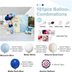 Anchor Balloon Party Decoration Kit - Blue and White